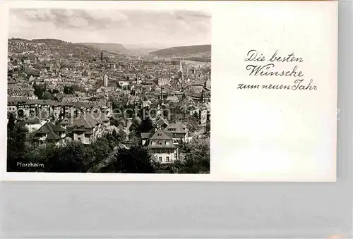 Pforzheim Panorama Blick ueber die Stadt Neujahrskarte Kat. Pforzheim