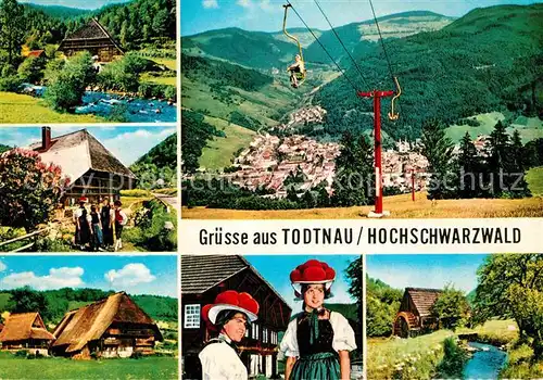 Todtnau Sessellift Panorama Schwarzwaldfrauen mit Bollerhut Kat. Todtnau