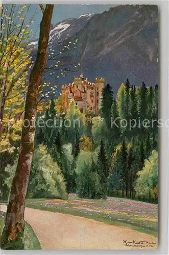 Hohenschwangau Schloss Kuenstlerkarte Hans Klatt Kat. Schwangau