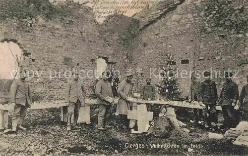 Cierges Aisne Soldaten zu Weihnachten im Felde Kat. Cierges