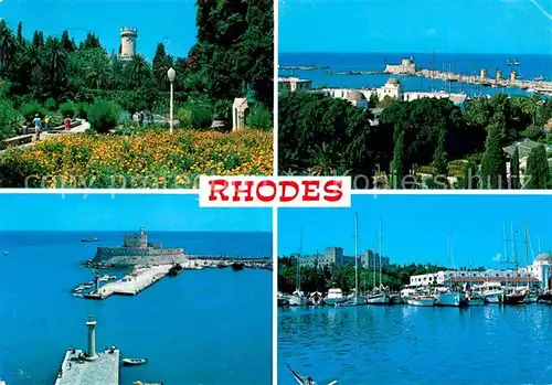 Rhodes Rhodos Greece Turm Hafen Einfahrt Kat. Rhodes