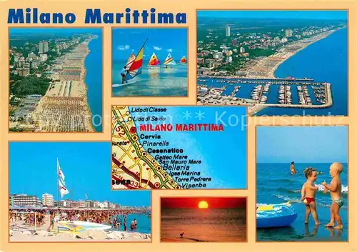 Milano Marittima Kind Fliegeraufnahme Segelboot Strand  Kat. Cervia