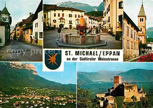 Eppan Suedtirol St Michael Brunnen Mendel Schlossruine Hocheppen Kat. Italien