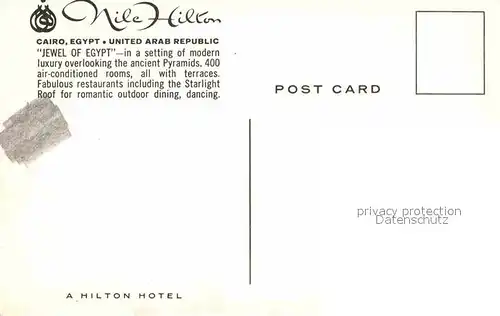 Cairo Egypt Nile Hilton  Kat. Cairo