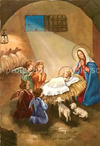 Weihnachten Neujahr Christkind Maria Engel Lamm  Kat. Greetings