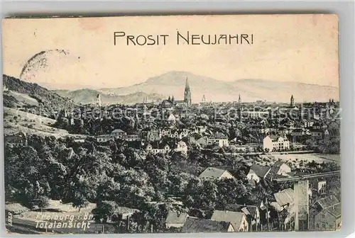 Glueckwunsch Neujahrswuensche Freiburg Panorama Muenster Kat. Greetings