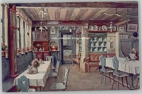 Grossreuth hinter der Veste Cafe Lutz Gaststube Kuenstlerkarte Wilhelm Ritter * 1910 / Nuernberg /Nuernberg Stadtkreis