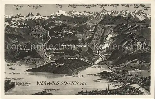 Vierwaldstaettersee SZ Reliefkarte / Brunnen /Bz. Schwyz