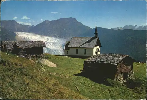 Belalp Grosser Aletschgletscher Kapelle Huetten Kat. Belalp