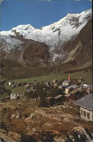 Saas Fee Blick auf den Ort mit Alphubel Kat. Saas Fee