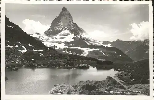 Zermatt VS Matterhorn mit Riffelsee Kat. Zermatt