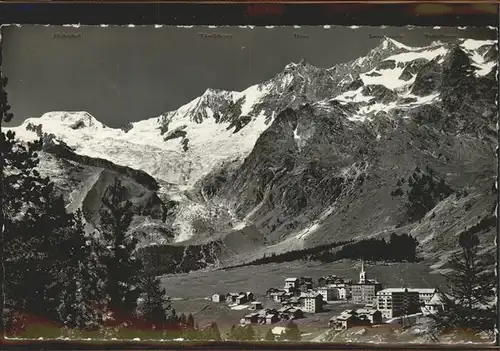 Saas Fee Blick zum Feegletscher und Hohbalengletscher Kat. Saas Fee