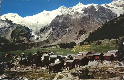 Saas Fee mit Fee Gletscher und Alpenpanorama Kat. Saas Fee