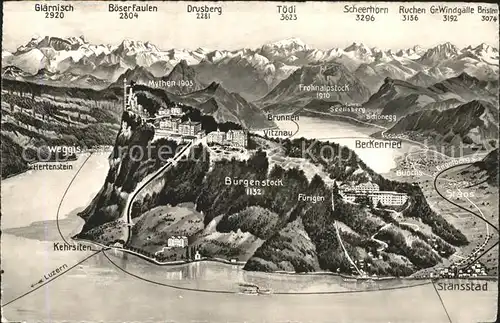 Buergenstock und Umgebung Panoramakarte / Buergenstock /Bz. Nidwalden