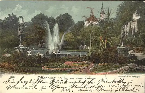 Offenburg Partie aus dem Zwinger Brunnen Park Skulptur / Offenburg /Ortenaukreis LKR