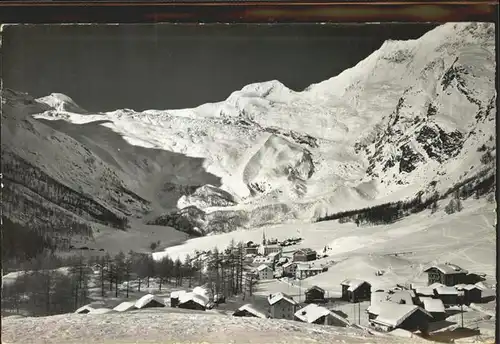 Saas Fee Blick zum Allalinhorn Alphubel Taeschhorn Kat. Saas Fee