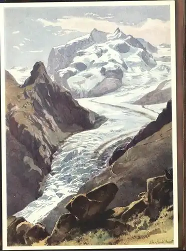 Zermatt VS Monte Rosa von Schwarzsee Kuenstlerkarte Kat. Zermatt