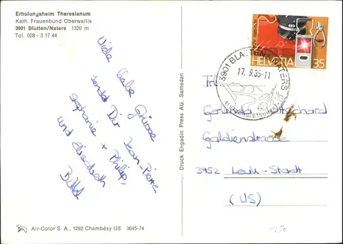 AK / Ansichtskarte Blatten Naters Blatten Naters Erholungsheim Theresianum x / Blatten Naters /Bz. Brig