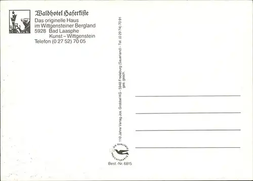 AK / Ansichtskarte Kunst-Wittgenstein Waldhotel Haferkiste / Bad Laasphe /Siegen-Wittgenstein LKR