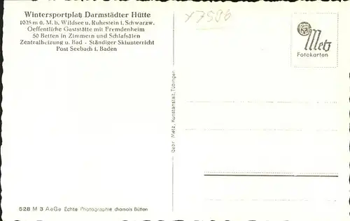 AK / Ansichtskarte Seebach Ottenhoefen Schwarzwald Darmstaedter Huette Winter Kat. Ottenhoefen im Schwarzwald