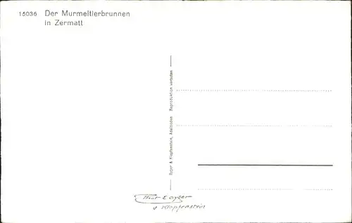 AK / Ansichtskarte Zermatt VS Murmeltierbrunnen Kat. Zermatt