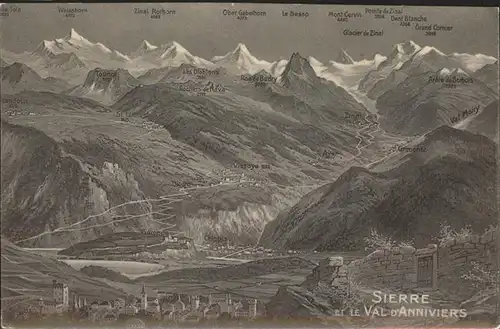 AK / Ansichtskarte Sierre VS Panorama Sierre et Val d'Anniviers / Sierre Siders /Bz. Sierre