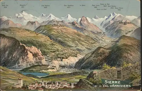 AK / Ansichtskarte Sierre VS Panorama Sierre et le Val d'Anniviers / Sierre Siders /Bz. Sierre