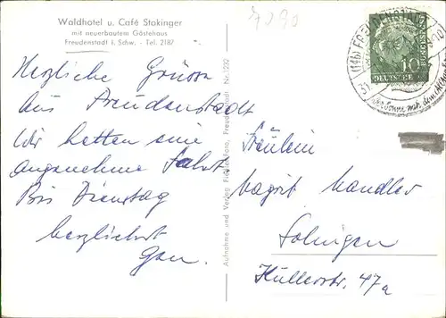 AK / Ansichtskarte pw31890 Freudenstadt Schwarzwald Waldhotel Cafe Stokinger Kategorie. Freudenstadt Alte Ansichtskarten