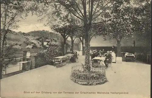AK / Ansichtskarte Neckargemuend Blick auf Dilsberg von Terrasse Griechische Weinstube Kat. Neckargemuend