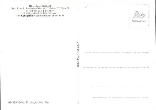 AK / Ansichtskarte Koenigsfeld Schwarzwald Gaestehaus Griesel / Koenigsfeld im Schwarzwald /Schwarzwald-Baar-Kreis LKR