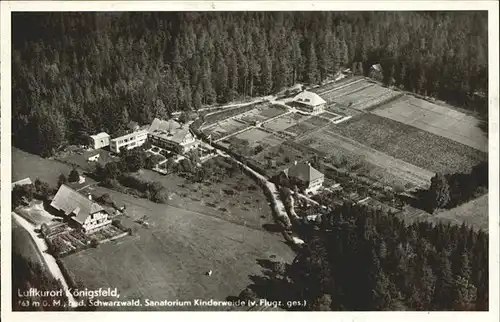 AK / Ansichtskarte Koenigsfeld Schwarzwald Flugaufnahme Sanatorium Kinderweide / Koenigsfeld im Schwarzwald /Schwarzwald-Baar-Kreis LKR