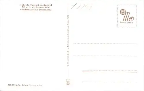 AK / Ansichtskarte Koenigsfeld Schwarzwald Schulsanatorium Tannenhaus / Koenigsfeld im Schwarzwald /Schwarzwald-Baar-Kreis LKR