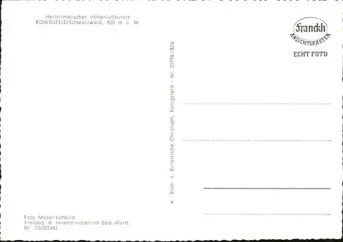 AK / Ansichtskarte Koenigsfeld Schwarzwald Fliegeraufnahme Kat. Koenigsfeld im Schwarzwald