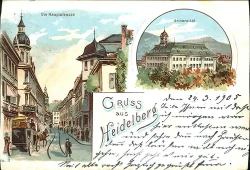 AK / Ansichtskarte Heidelberg Neckar Universitaet Hauptstr. Kutsche Kat. Heidelberg