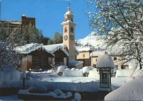 AK / Ansichtskarte Sils Maria Graubuenden Dorfpartie mit Kirche / Sils Maria /Bz. Maloja