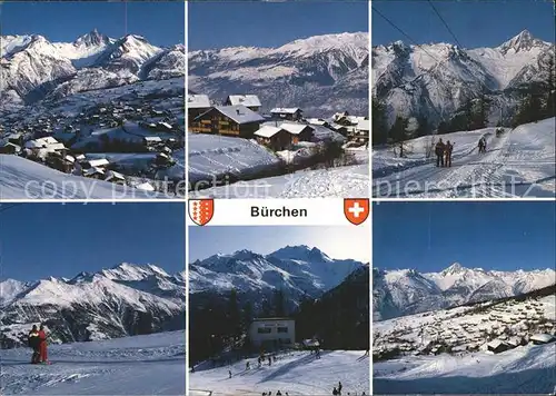 AK / Ansichtskarte Buerchen Totalansicht Dorfpartien Skilift Skigebiet Moosalp / Buerchen /Bz. Raron