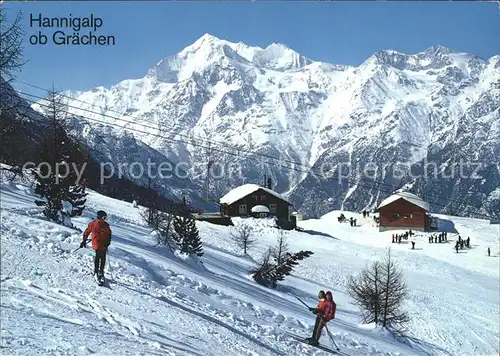 AK / Ansichtskarte Graechen VS Hannigalp mit Matterhorn Weisshorn Barrh?rner / Graechen /Bz. Visp
