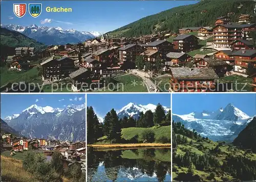 AK / Ansichtskarte Graechen VS Nesthorn Wannenhorn Weisshorn Gr?chensee Riedgletscher / Graechen /Bz. Visp