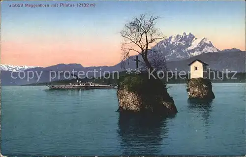 AK / Ansichtskarte Vierwaldstaettersee SZ mit Pilatus und Meggenhorn Dampfer / Brunnen /Bz. Schwyz