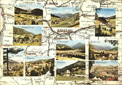AK / Ansichtskarte Pongau Pinzgau mit Radstadt Altenmarkt Wagrain Filzmoos St Martin uebersicht Gebietskarte
