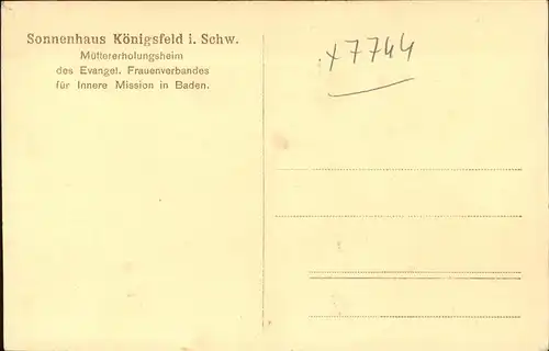 Koenigsfeld Schwarzwald Sonnenhaus Muettererholungsheim Kat. Koenigsfeld im Schwarzwald