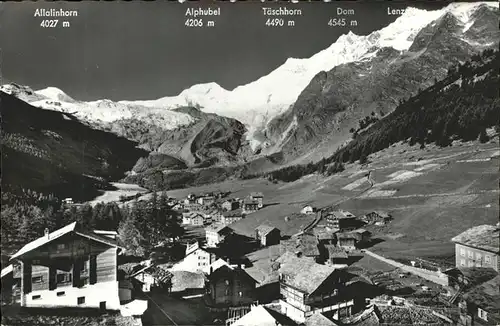 AK / Ansichtskarte Saas Fee Ort Fee Gletscher Allalinhorn Alphubel Dom Lenzspitze Kat. Saas Fee