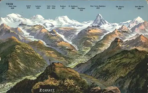 AK / Ansichtskarte Zermatt VS Bergkette Kat. Zermatt