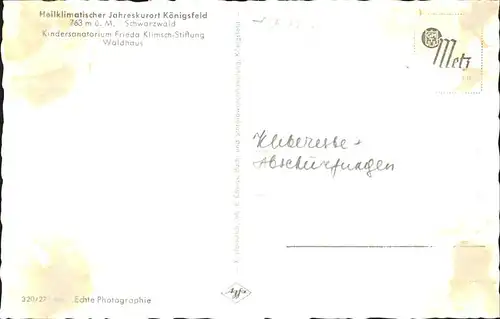 AK / Ansichtskarte Koenigsfeld Schwarzwald Kindersanatorium Friede Klimsch Stiftung Waldhaus / Koenigsfeld im Schwarzwald /Schwarzwald-Baar-Kreis LKR