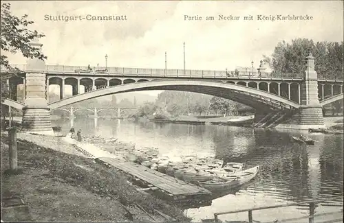 AK / Ansichtskarte Cannstatt Neckar mit Koenig Karl Bruecke Kat. Stuttgart