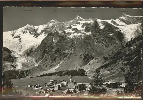 AK / Ansichtskarte Saas Fee Panoramakarte mit Blick auf Feegletscher und Hohbalengletscher Kat. Saas Fee