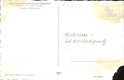 AK / Ansichtskarte Koenigsfeld Schwarzwald Pension Waldesruh / Koenigsfeld im Schwarzwald /Schwarzwald-Baar-Kreis LKR