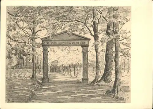AK / Ansichtskarte Koenigsfeld Schwarzwald Friedhofseingang Zeichnung Eva Roemer / Koenigsfeld im Schwarzwald /Schwarzwald-Baar-Kreis LKR