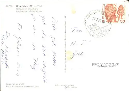 AK / Ansichtskarte Unterbaech mit Hohgleifen Wilerhorn Bietschhorn Wiwannihorn / Unterbaech /Bz. Raron