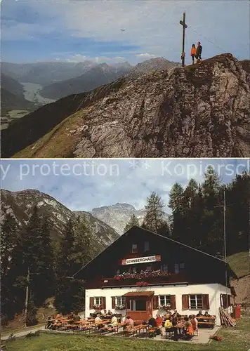 AK / Ansichtskarte Obsteig Tirol Lehnberghaus Berggasthaus Wankspitze Gipfelkreuz Alpenpanorama Kat. Obsteig